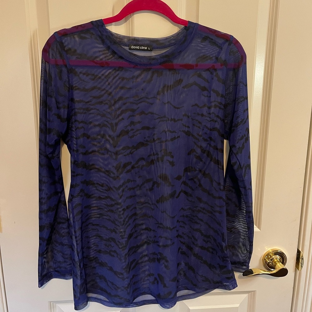 David Cline Women's Zebra Print Long Sleeve Top